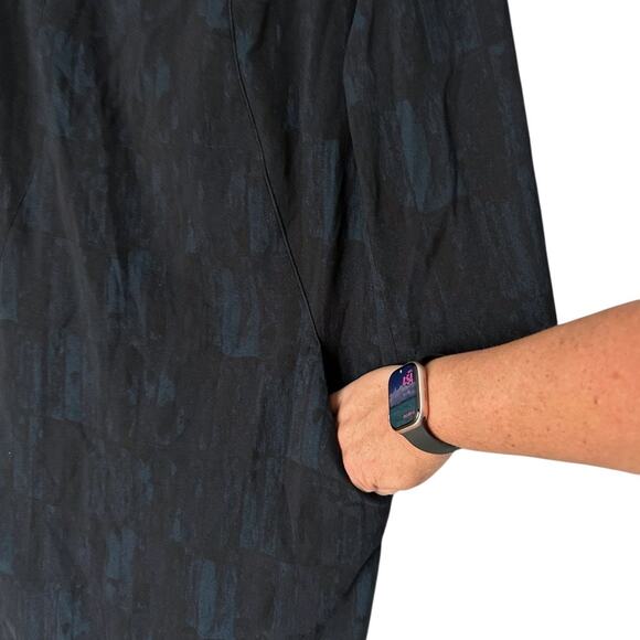 MM. LaFleur Etsuko Sheath Dress Blue Crackle Women's 14 Career Belt Missing - Picture 5 of 8